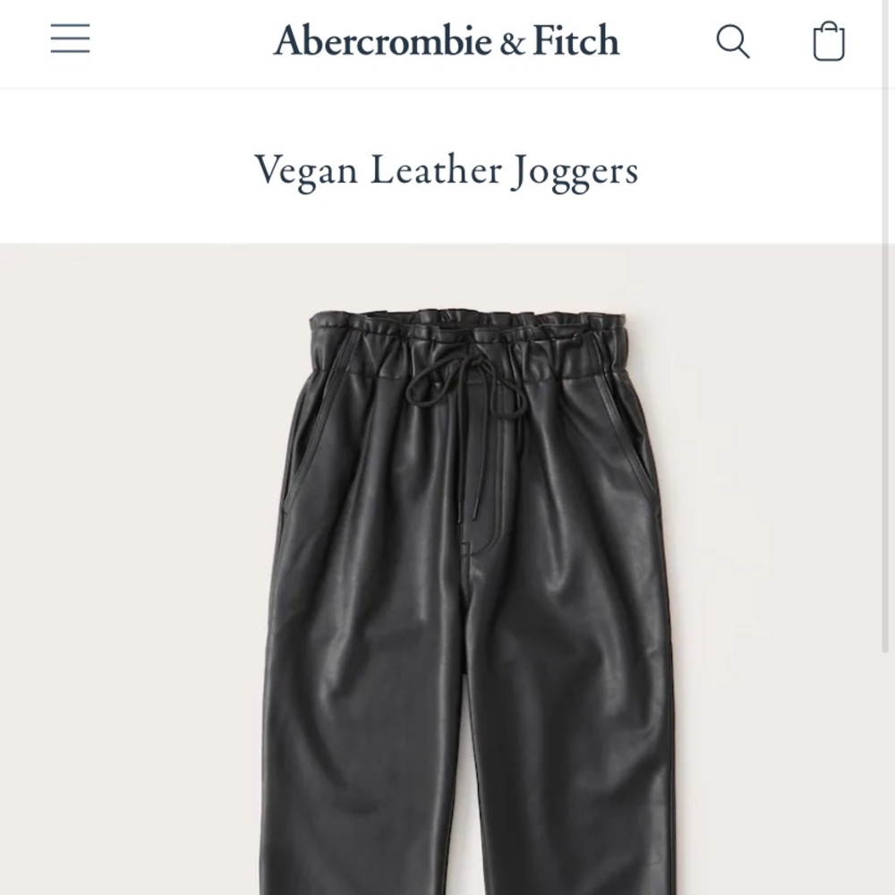 Abercrombie & Fitch Black Vegan Leather Joggers